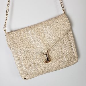 Ivory Woven Envelope Clutch Purse